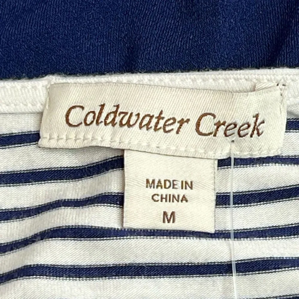 Coldwater Creek NWT blue and white striped sleeveless maxi dress size M
